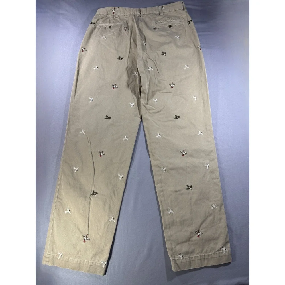 Polo Ralph Lauren Duck Mallard Bird Embroidered Mens Chino Pants Khaki 36x34
